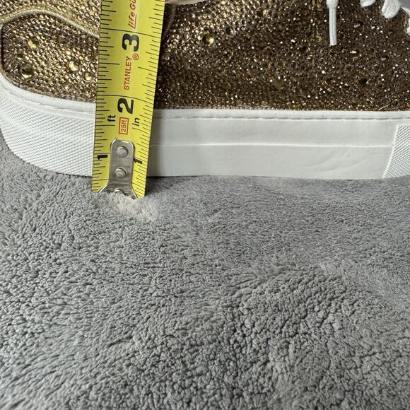 Betsey Johnson Gold Rhinestone Sidny Sneakers Women's 9.5 Bling Dopamine Glam - Picture 8 of 10